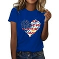 thumbnail image 1 of KALE 4th of July Short Sleeve Shirts for Women American Flag Patriotic 2D Independence Day Print Casual Sports T Shirt Y2K Clothes Blue XL, 1 of 7
