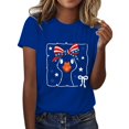 thumbnail image 1 of KALE 4th of July Short Sleeve Shirts for Women American Flag Patriotic 2D Independence Day Print Casual Sports T Shirt Y2K Clothes Blue XXXL, 1 of 7