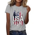 thumbnail image 1 of KALE 4th of July Short Sleeve Shirts for Women American Flag Patriotic 2D Independence Day Print Casual Sports T Shirt Y2K Clothes Grey XL, 1 of 7