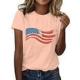 thumbnail image 1 of KALE 4th of July Short Sleeve Shirts for Women American Flag Patriotic 2D Independence Day Print Casual Sports T Shirt Y2K Clothes Pink XL, 1 of 7