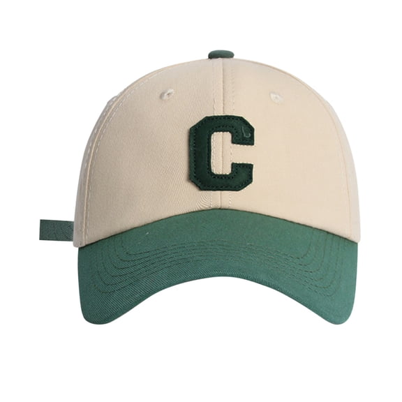 KALE Baseball Cap C Letter Embroidery Sporty Solid Color Green