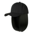 thumbnail image 1 of KALE Baseball Cap Hair Integration Synthetic Bob Wig Solid Color Black, 1 of 2