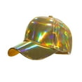 thumbnail image 1 of KALE Baseball Cap Laser PU Leather Retro Solid Color Gold, 1 of 3