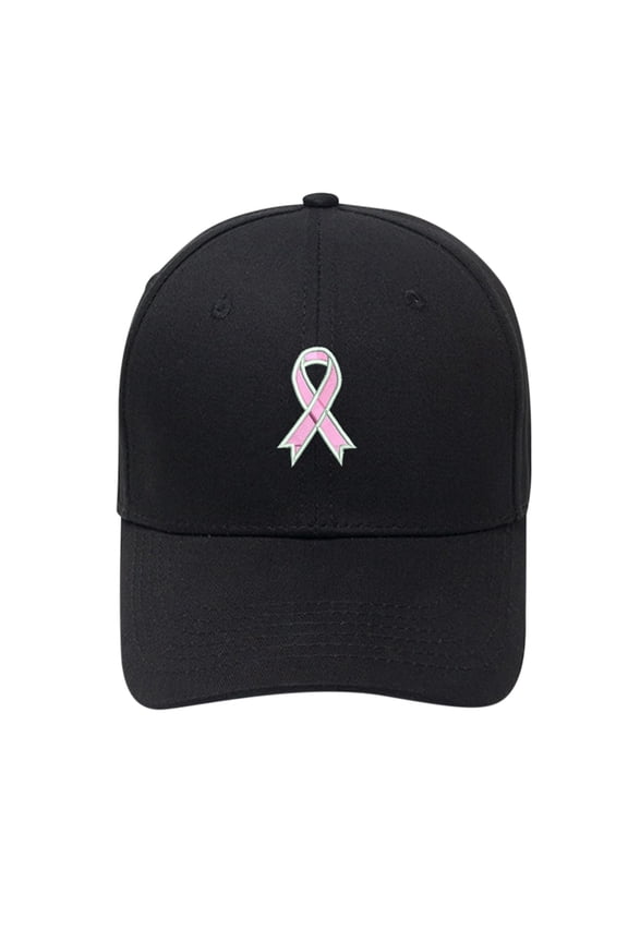 Baseball Cap Pink Ribbon Awareness Sporty Solid Color Black