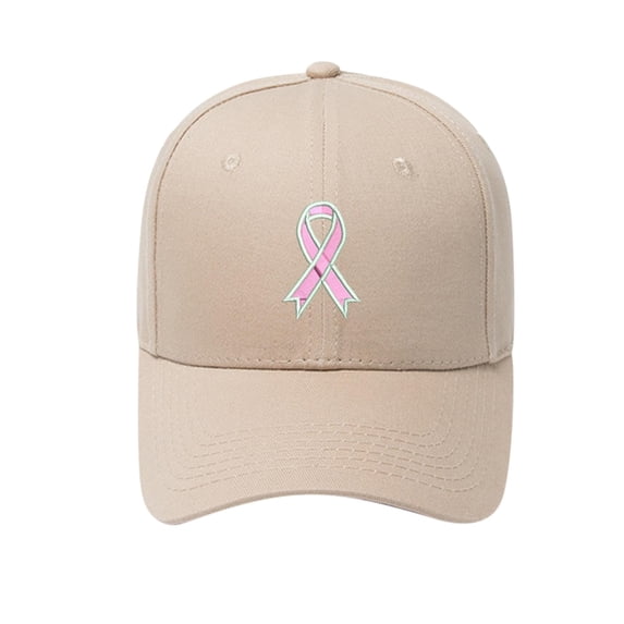 KALE Baseball Cap Pink Ribbon Awareness Sporty Solid Color Khaki