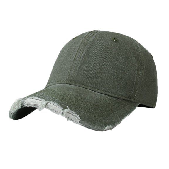 KALE Baseball Cap Washed Distressed Retro Solid Color Green