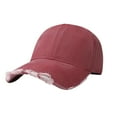 thumbnail image 1 of KALE Baseball Cap Washed Distressed Retro Solid Color Red, 1 of 3
