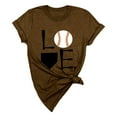 thumbnail image 1 of KALE Baseball Shirt for Women Print Loose T Short Sleeve Top Short Sleeve Blouses Coffee, 1 of 4