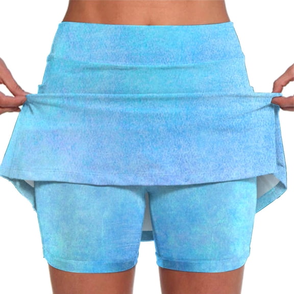 KALE Biker Shorts Women Plus Size SkortShort Skirts Skinny Pants Athletic Skirt With for Womens Short Sky Blue