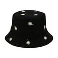 thumbnail image 1 of KALE Bucket Hat Daisy Embroidery Reversible Beach Solid Color Black, 1 of 7