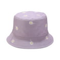 thumbnail image 1 of KALE Bucket Hat Daisy Embroidery Reversible Beach Solid Color Purple, 1 of 5