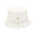 thumbnail image 1 of KALE Bucket Hat Daisy Embroidery Reversible Beach Solid Color White, 1 of 5