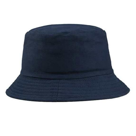 KALE Bucket Hat Flat Top Fisherman Outdoor Casual Solid Color Navy