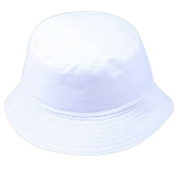 KALE Bucket Hat Flat Top Fisherman Outdoor Casual Solid Color White