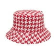 thumbnail image 1 of KALE Bucket Hat Houndstooth Print Plaid Bohemian Shield Red, 1 of 3
