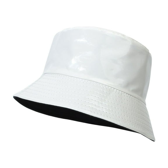KALE Bucket Hat Leather Reversible Outdoor Shield White
