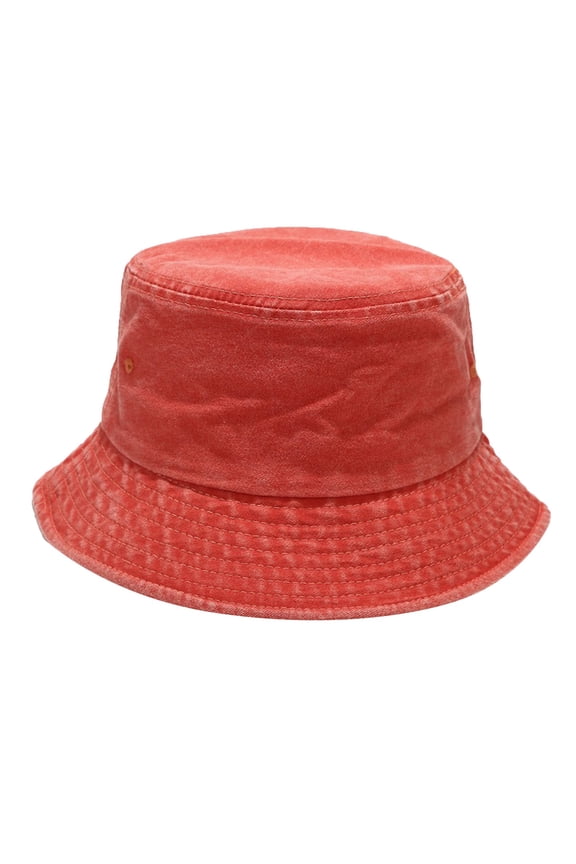 Bucket Hat Washed Cotton Retro Outdoor Shield Solid Color Orange