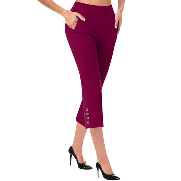 KALE Cotton Yoga Pants for Women Dressy Workout High Waist Athletic Leggings Pant Leggings Tummy Control Wine M