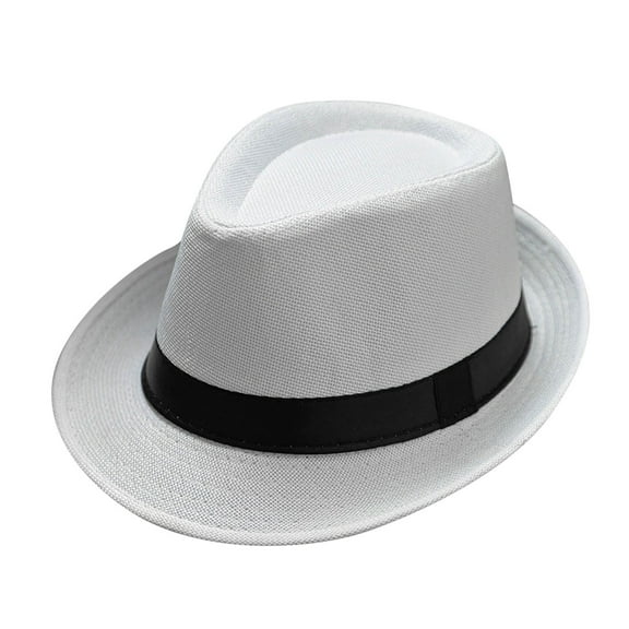 KALE Fedora Hat Belted British Travel Shield Solid Color White