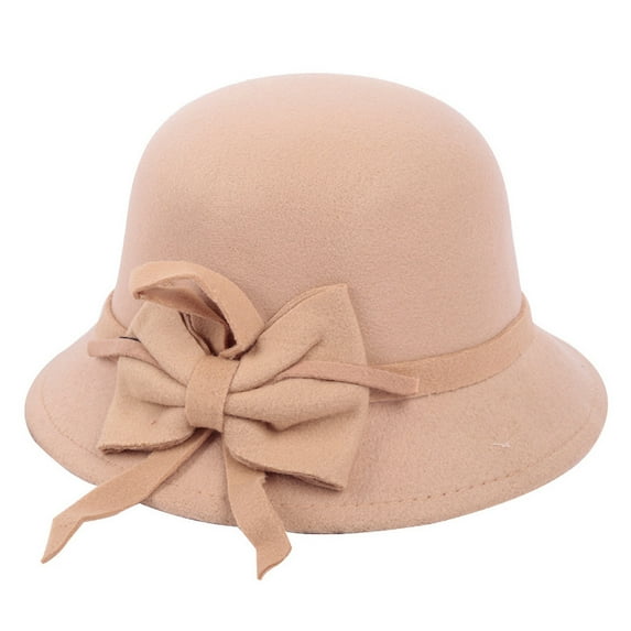 KALE Fedora Hat Felt Dome British Solid Color Beige