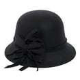 thumbnail image 1 of KALE Fedora Hat Felt Dome British Solid Color Black, 1 of 2
