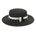 thumbnail image 1 of KALE Fedora Hat Panama Straw Wide Brim Travel Shield Black, 1 of 2