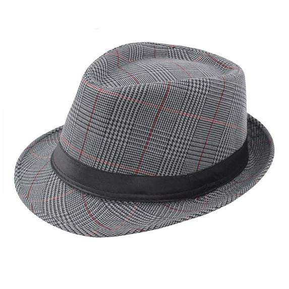 KALE Fedora Hat Straw Trilby Retro Solid Color Gray