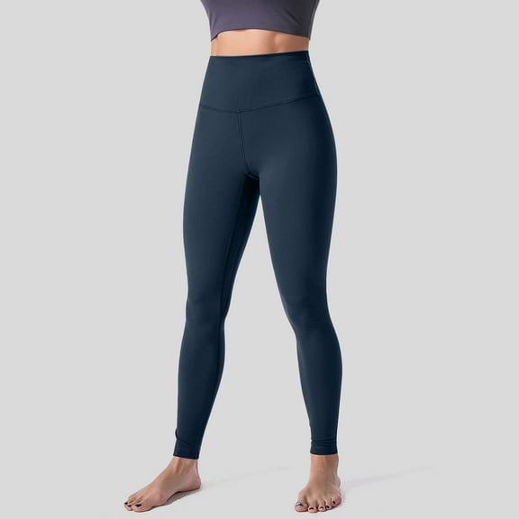 KALE High Waisted Leggings for Women Tummy Control Plus Size Buttery Workout Leggings Solid Yoga Pants Tights Blue 1 Pc