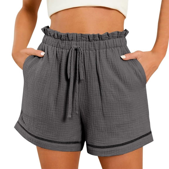KALE High Waisted Shorts Women Casual Fashion Beach Cruise Cute Comfy Summer With 2 Pockets Womens Short Grey