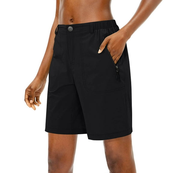 KALE High Waisted Shorts Women Lightweight Quick Drying Breathable Button Multiple Phone Pockets Womens Short Black