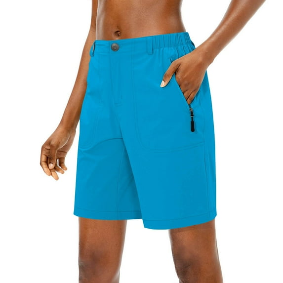 KALE High Waisted Shorts Women Lightweight Quick Drying Breathable Button Multiple Phone Pockets Womens Short Blue