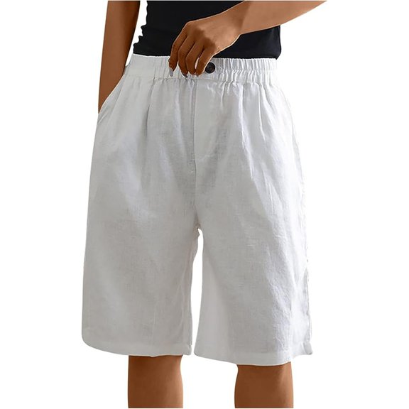 KALE High Waisted Shorts Women Loose Wear Comfortable Waist Slim Casual Sports Wide Leg Home Womens Short White