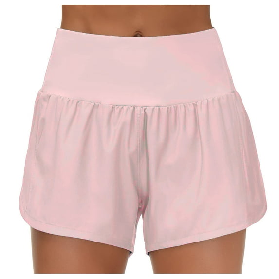 KALE High Waisted Shorts Women Running Athletic Workout With Mesh Liner Zipper Pockets Womens Short Pink