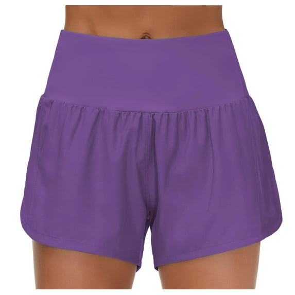 KALE High Waisted Shorts Women Running Athletic Workout With Mesh Liner Zipper Pockets Womens Short Purple