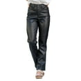 thumbnail image 1 of KALE Leather Pants for Women Faux High Rise Straight Leg Vegan Business Pant Trousers High Waisted Trousers Black, 1 of 9