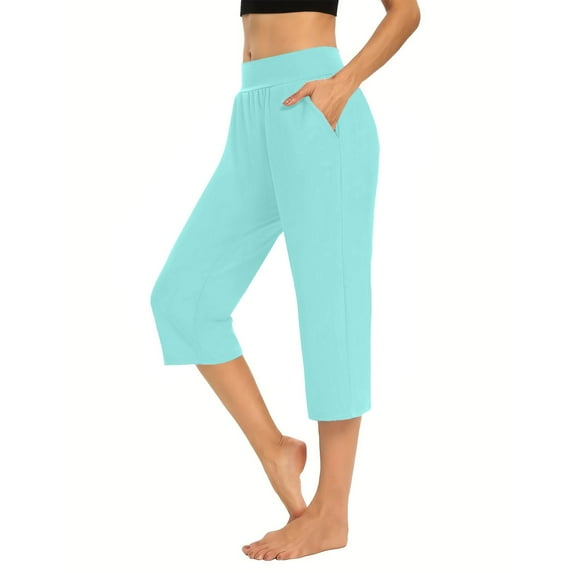 KALE Leggings for Women Capri High Waisted Cutout Yoga Capris Lightweight Cozy Cropped Pants Solid Soft Pajams Yoga Pants Mint Green