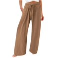 thumbnail image 1 of KALE Linen Pants Women Palazzo for Casual Womens Cotton Loose Comfy Work With Pockets Elastic High Waist Paper Bag Drawstring Baggy Pants Khaki, 1 of 6