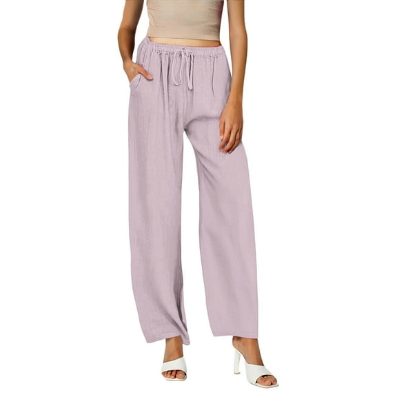 KALE Linen Pants Women Wide Leg Women Spring Summer Fall Plus Size Loose Cotton And Casual Womens Pants Purple