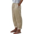 thumbnail image 1 of KALE Linen Pants Women Womens Wide Leg Cotton Straight Pocket Casual Women's High Waist Fashionable Drawstring Elastic Comfortable Womens Pants Khaki, 1 of 4