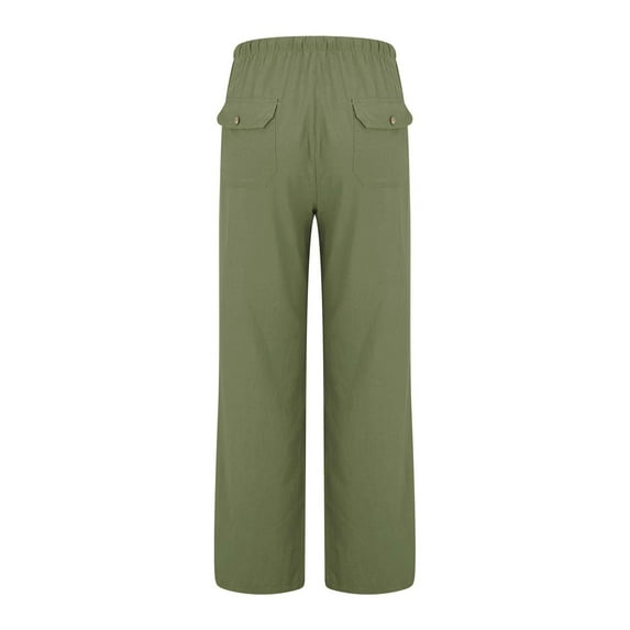 KALE Linen Pants for Women Palazzo Dressy Womens Beach Casual Elastic High Waisted Wide Leg Loose Comfy Trousers With Pockets Womens Pants Green2