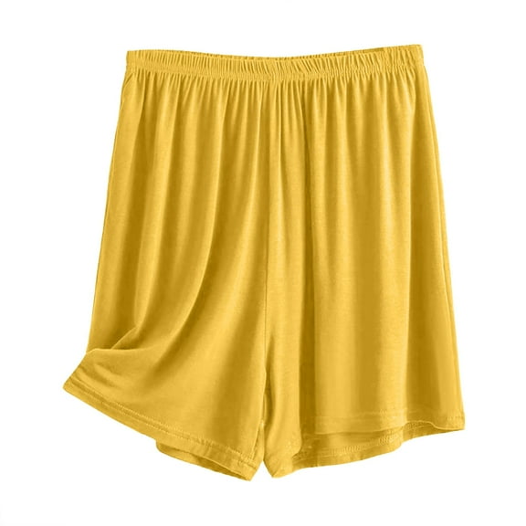 KALE Plus Size Shorts Bit Cotton Loose Oversized Summer Fashionable Casual Pants Breathable Womens Short Yellow