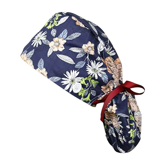 KALE Scrub Cap Floral Medical Cultural Solid Color Dark Blue1