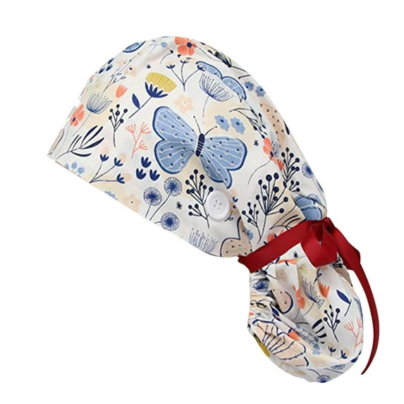 KALE Scrub Cap Floral Medical Cultural Solid Color White2