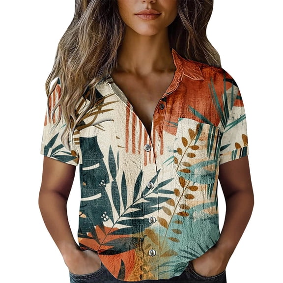 KALE Short Sleeve Tops for Women Boho Button Up Shirt Sleeved Summer Top V Neck T Shirts Mint Green