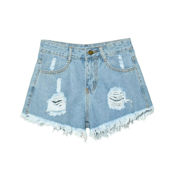 KALE Shorts for Women Summer Jeans Teen Girls Preppy Clothes Plus Size Hem Ripped Denim Going Out Summer Pants Light Blue