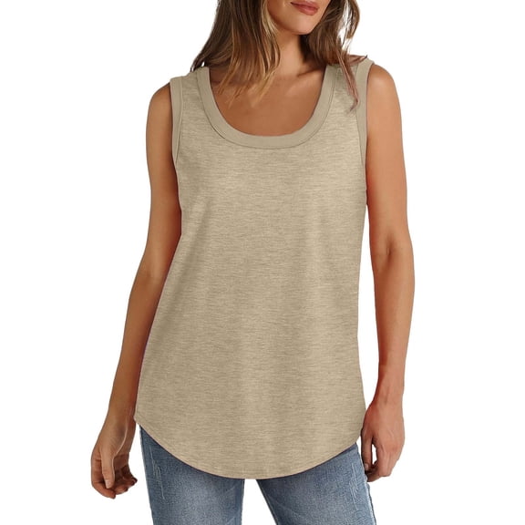 KALE Square Neck Tank Top women Solid Color Round Vest Summer Fashion Casual Beach Vacation Clothes Coffee XXXXXL