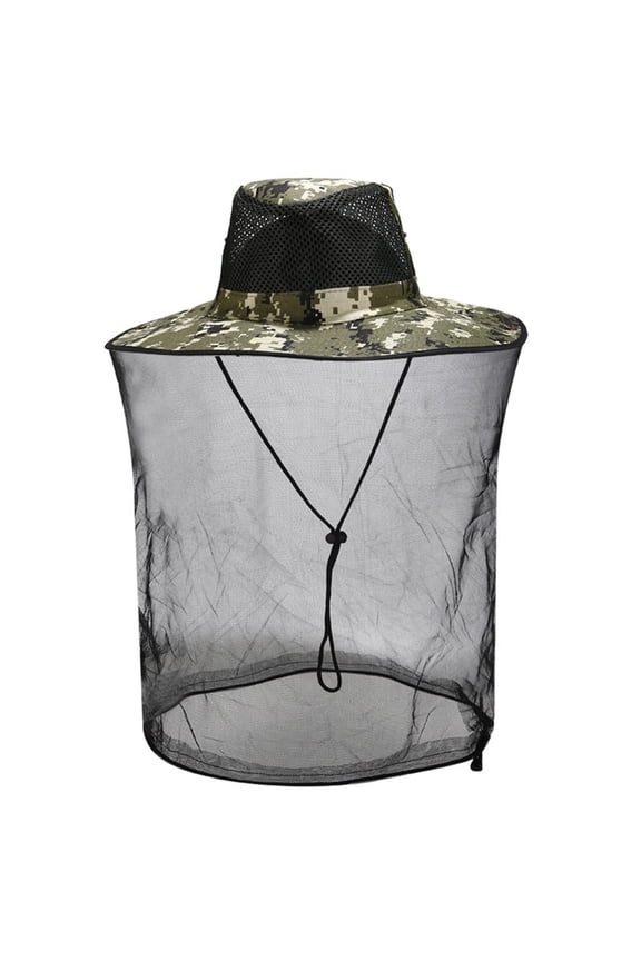 Sun Hat Netting Face Shield Fishing Essential Solid Color Black