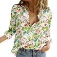 thumbnail image 1 of KALE V Neck Long Sleeve Shirts for Women Floral Print Button Down Shirt Lightweight Blouse Summer Casual Tops Business Casual Tops Mint Green, 1 of 5