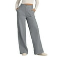 thumbnail image 1 of KALE Women Linen Pants Palazzo Women's Solid Colored Cotton And Button Down Wide Leg Long With Loose Outer Pockets Women Pants Grey, 1 of 9