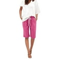 thumbnail image 1 of KALE Womens Bermuda Shorts Ladies Casual Pocket Outer Wear Elastic Belt In Trousers Large Size Loose Pants Womens Short Hot Pink, 1 of 5